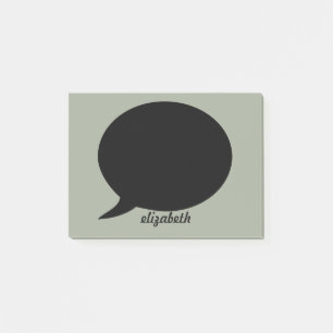 Green & Black Talk Bubble Personalized Name Post-it Notes
