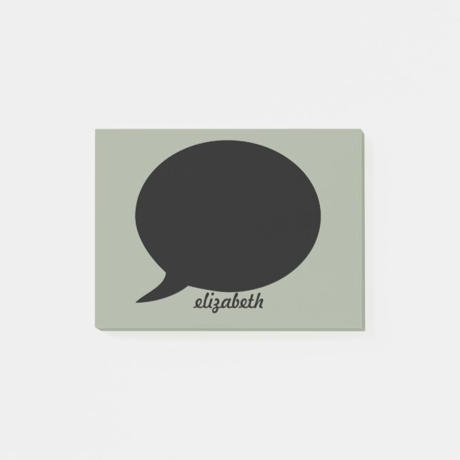 Green & Black Talk Bubble Personalized Name Post-it Notes (Front)