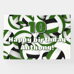 green black team colors volleyballs birthday party banner