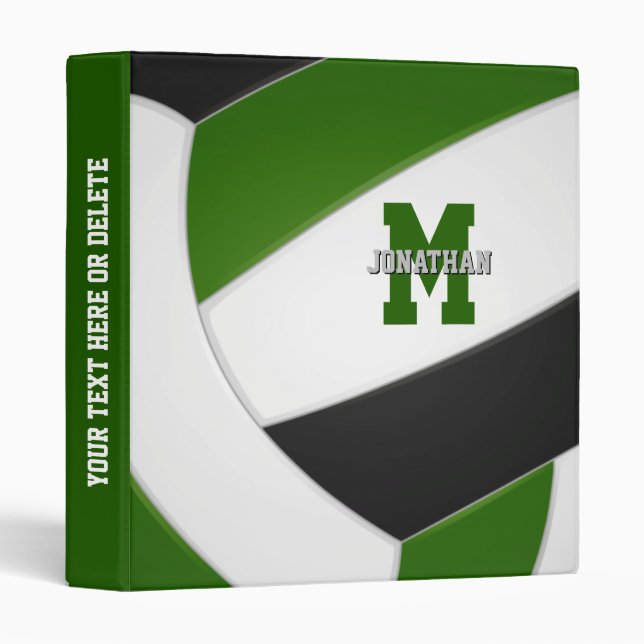 green black team colours boys girls volleyball binder (Front/Spine)