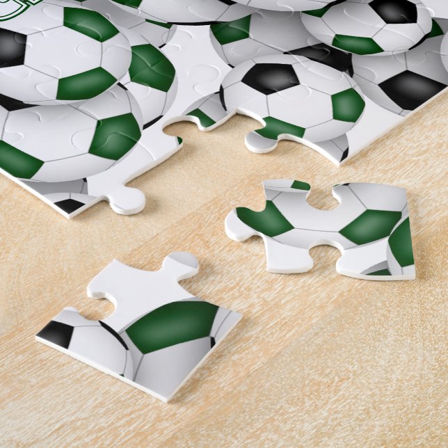 green black team colours girls boys soccer jigsaw puzzle (Side)