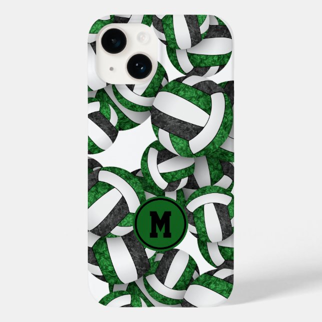Green black team colours girly volleyballs pattern Case-Mate iPhone case (Back)