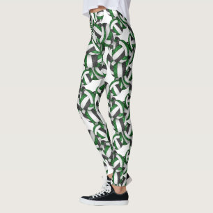 Green black team colours girly volleyballs pattern leggings