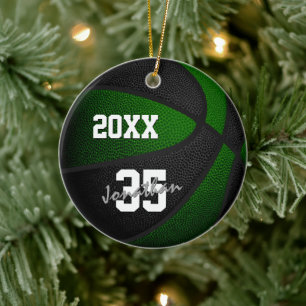 green black team colours keepsake basketball ceramic ornament