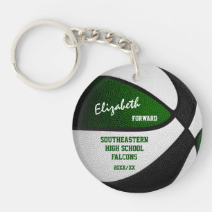 green black team colours personalized basketball keychain