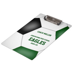 green black team colours personalized soccer coach clipboard
