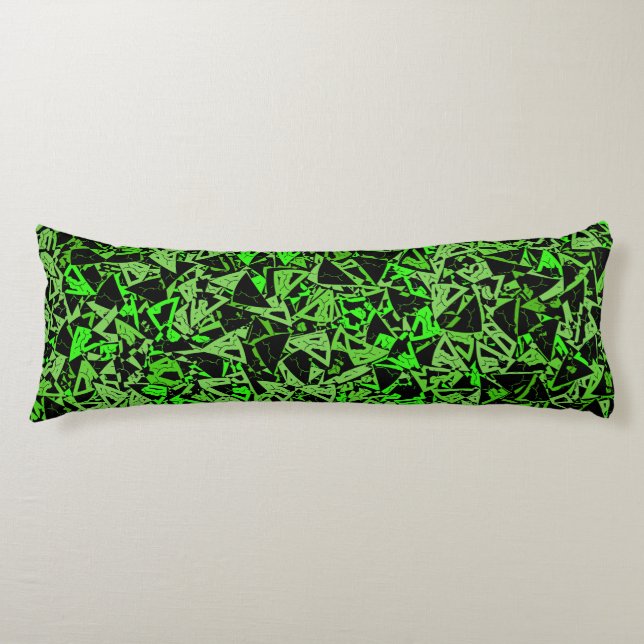 Green Black Triangle Pattern Body Pillow (Front)