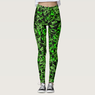 Green Black Triangle Pattern Leggings