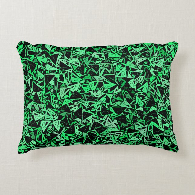 Green Black Triangle Seamless Pattern Accent Pillow (Front)