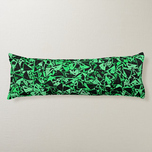 Green Black Triangle Seamless Pattern Body Pillow (Front)