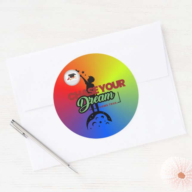 green black typography  classic round sticker (Envelope)