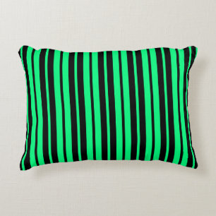 Green Black Vertical Stripes Pattern Design Accent Pillow