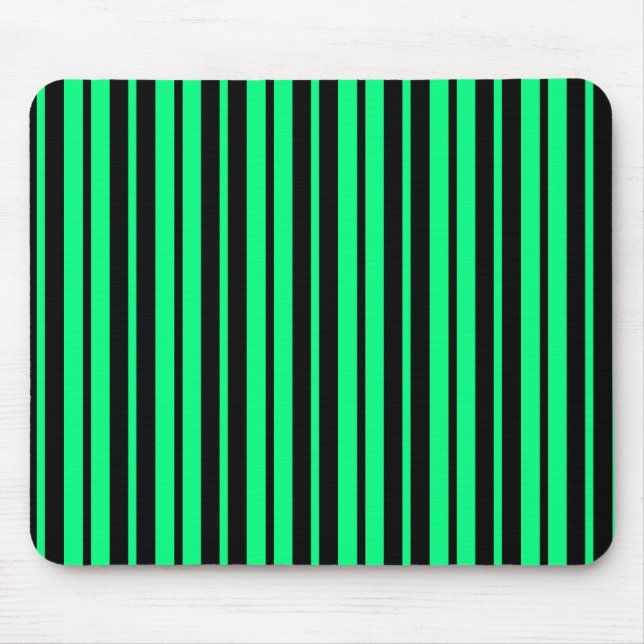 Green Black Vertical Stripes Pattern Design Mouse Pad (Front)