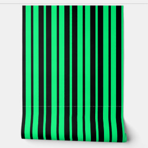Green Black Vertical Stripes Pattern Wallpaper