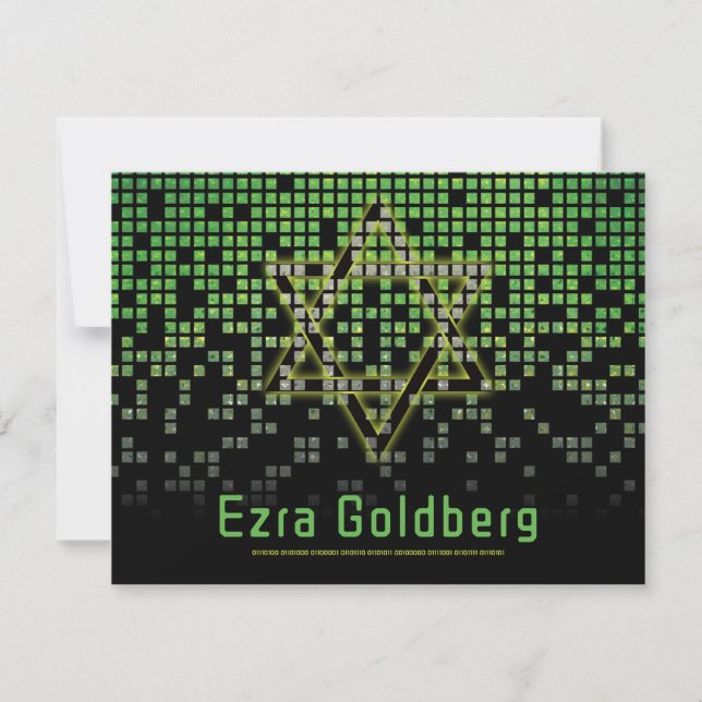 Green Black Video Game Gamer Bar Mitzvah Thank You (Front)