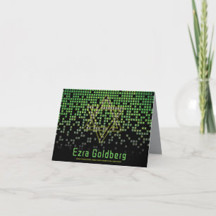 Green Black Video Game Gamer Bar Mitzvah Thank You Card