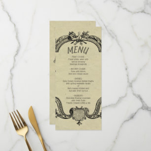 Green Black Vintage Classic Wedding Menu