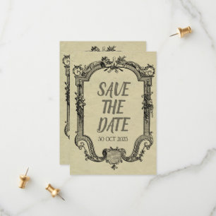 Green Black Vintage Classic Wedding Save The Date