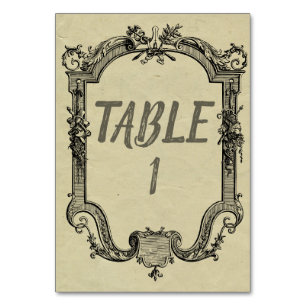 Green Black Vintage Classic Wedding Table Number