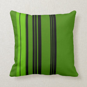 Green, Black Vintage Stripes Art Design Abstract Throw Pillow