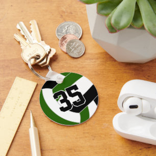 Green black volleyball team colours keychain