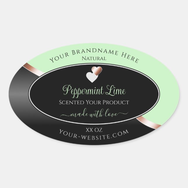 Green Black Wavy Rose Gold Hearts Product Labels (Front)