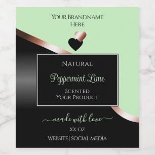 Green Black Wavy Rose Gold Hearts Product Labels