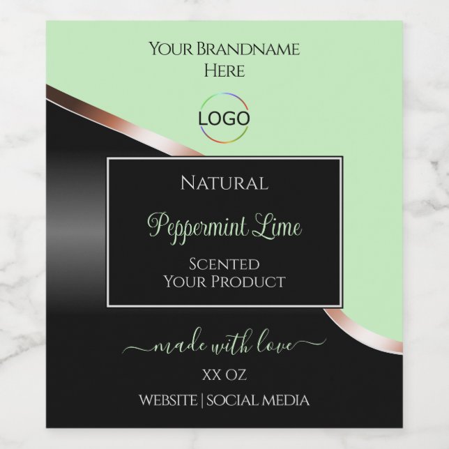 Green Black Wavy Rose Gold with Logo Product Label (Single Label)
