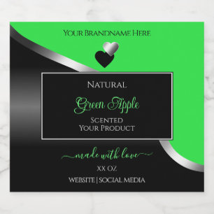 Green Black Wavy Silver Cute Hearts Product Labels