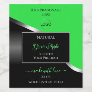 Green Black Wavy Silver with Logo Product Labels