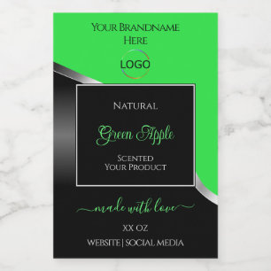 Green Black Wavy Silver with Logo Product Labels