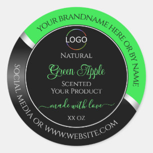 Green Black Wavy Silver with Logo Product Labels