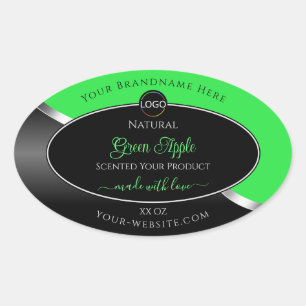 Green Black Wavy Silver with Logo Product Labels