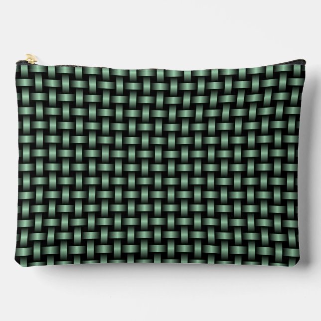 Green Black Weave Pattern Accessory Pouch (Front)