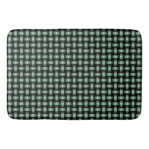 Green Black Weave Pattern Bath Mat
