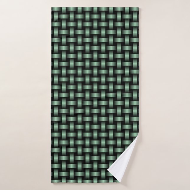 Green Black Weave Pattern Bath Towel (Bath Towel)