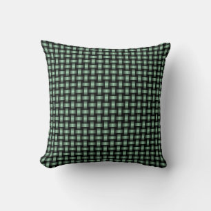 Green Black Weave Pattern Throw Pillow
