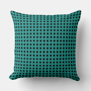 Green Black Weave Pattern Throw Pillow