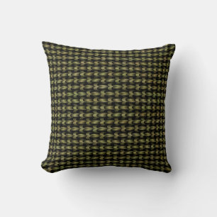 Green Black Weave Pattern Throw Pillow