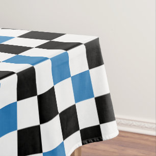Green Black White Chequered Pattern Design  Tablecloth
