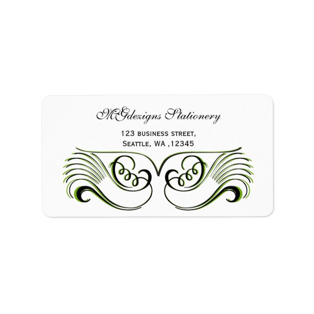 green , black & white Chic Business address labels (Front)