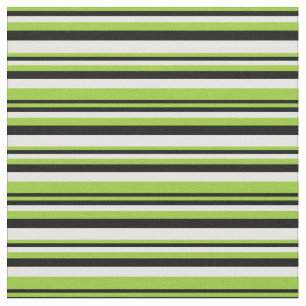 Green, Black & White Coloured Lines Fabric