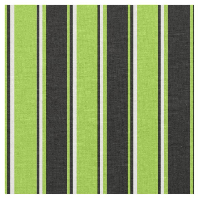 Green, Black & White Coloured Stripes Fabric (Close Up)
