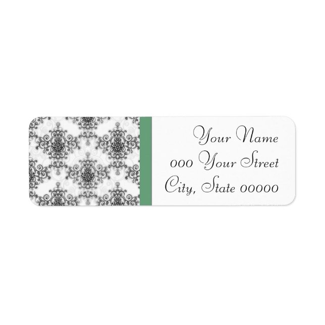 Green Black White Damask Wedding (Front)