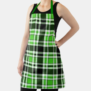 Green Black White Flannel Tartan Pattern Design  Apron
