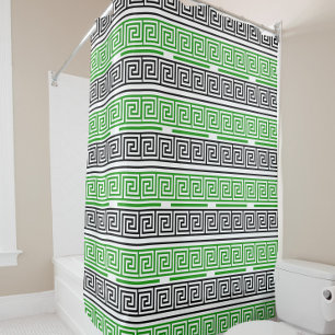 Green Black White Greek Key Fret Pattern Design