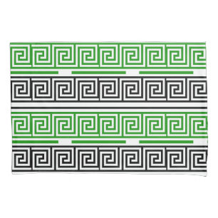 Green Black White Greek Key Fret Pattern Design Pillowcase