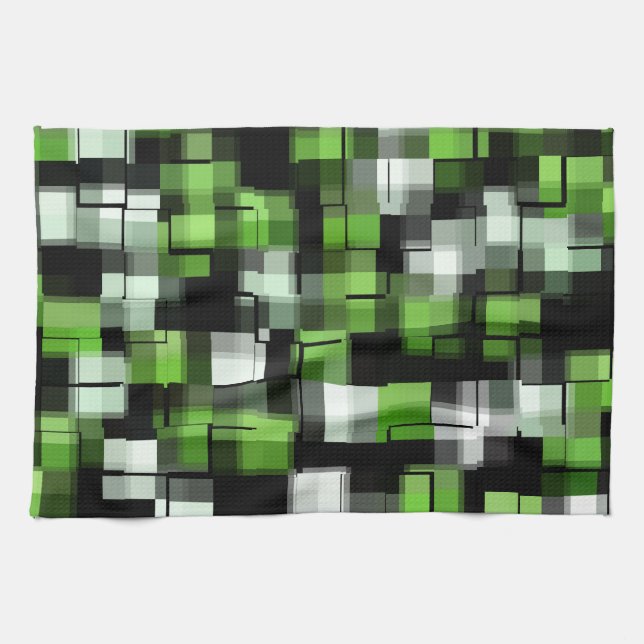 Green Black White Kitchen Towel (Horizontal)