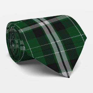 Green Black White Large Plaid Tartan Flannel Tie
