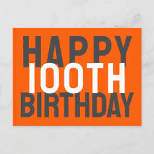 Green Black White Modern Bold Happy 100th Birthday Postcard